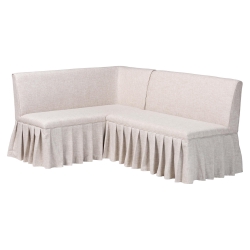 Baxton Studio Bryna 2-Piece Fabric Upholstered Dining Nook Bench Set - Corner Kitchen Banquette Seating with Skirted Base, L-Shaped Breakfast Nook for Small Spaces, Beige